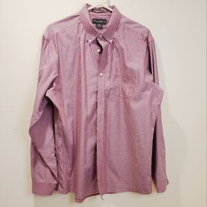 Eddie Bauer men's 100% cotton long sleeve stripped dress shirt size L